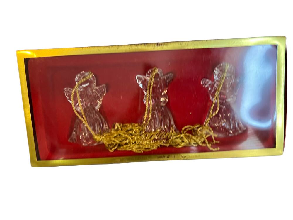 Gorham trio of crystal Christmas Angel ornaments